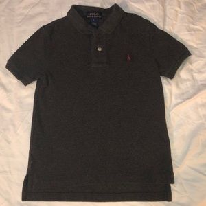 Boys dark gray short sleeve polo Ralph Lauren